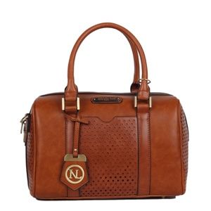 NICOLE LEE TALIA EYE-LET HONEYCOMB BOSTON BAG